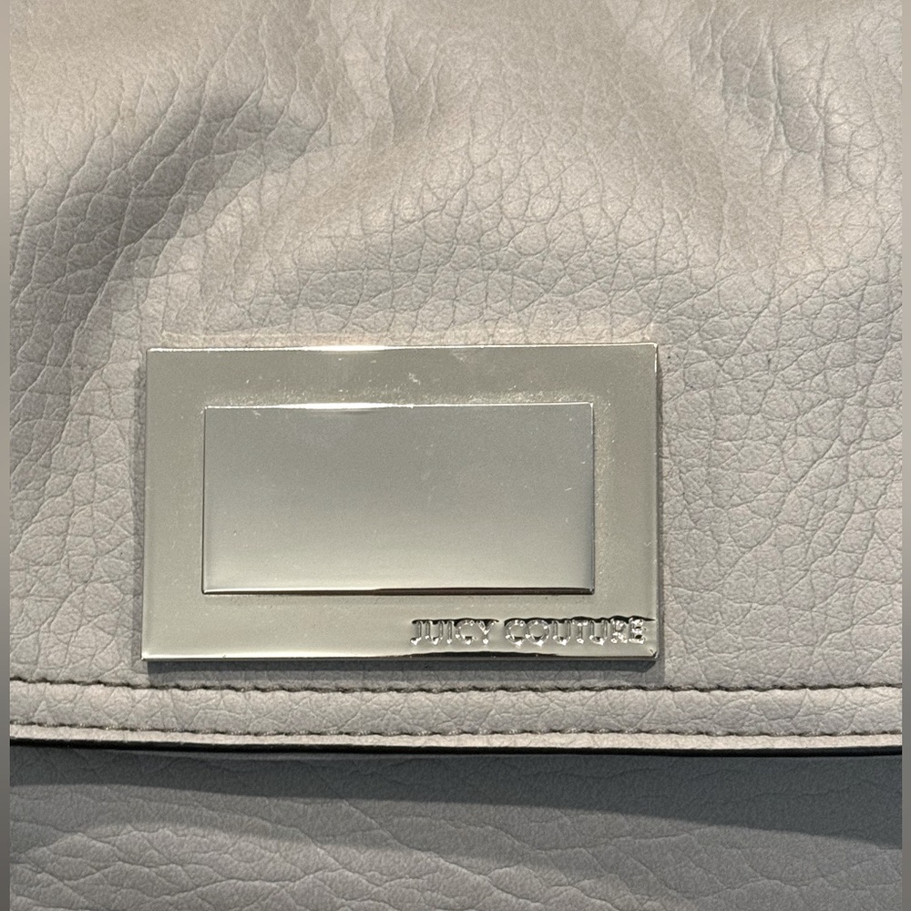 Juicy Couture Gray Leather with Royal Blue Interior Shoulder Purse - Picture 3 of 15